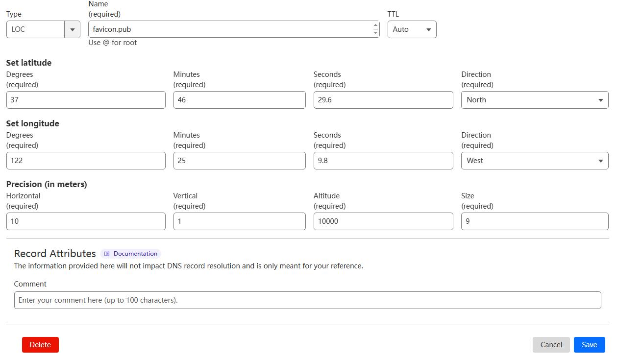 Cloudflare LOC Record Setup